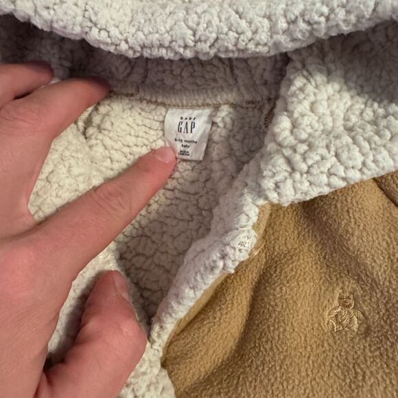 Baby Gap Sherpa Lined Tan/Cream One-Piece 6-12 Months EUC - Picture 3 of 4